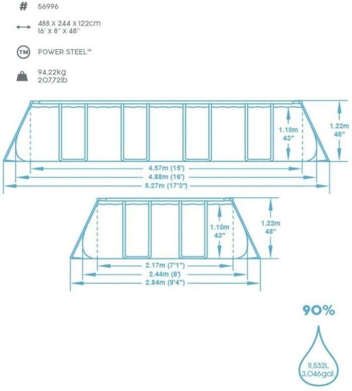 bestway 56996 power steel bazénový set 488x244x122cm