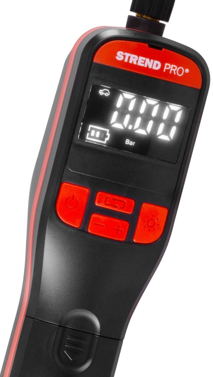 kompresor strend pro k25, ručný, 150 psi, 10 bar, led svetlo, akumulátorová pumpička