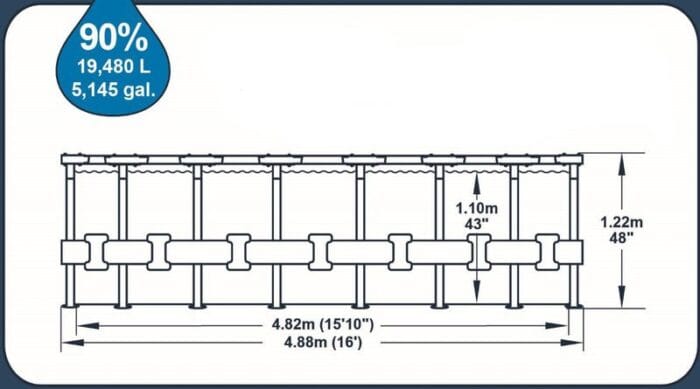 Bazén Bestway® Power Steel™, Vista Series, 56725, kartušová filtrácia, rebrík, plachta, dávkovač, 488x122 cm – Obrázok 5