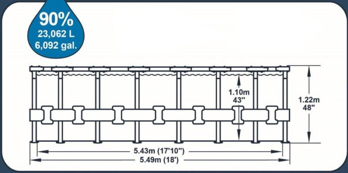 Bazén Bestway® Power Steel™, Vista Series, 56977, kartušová filtrácia, rebrík, plachta, ChemConnect ™ dávkovač, lepiaca záplata, 549x122 cm – Obrázok 6
